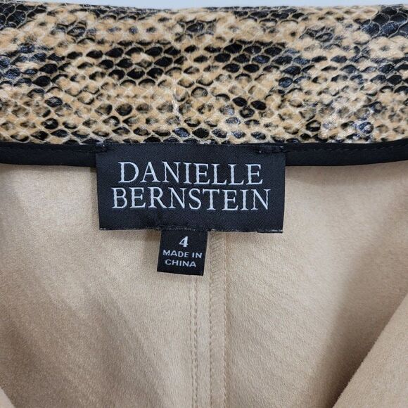 Danielle Bernstein Pants Faux Leather Snake High-rise Slim Leg Tan 4 Retro 90's - Picture 13 of 16